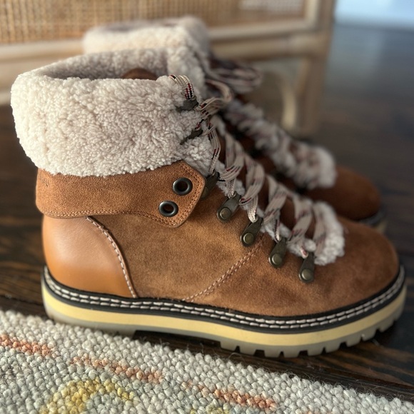 SEE BY CHLOÉ Eilieen shearling-lined suede and leather ankle boots - Picture 6 of 7